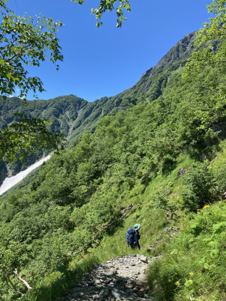 北岳左俣コースの雪渓