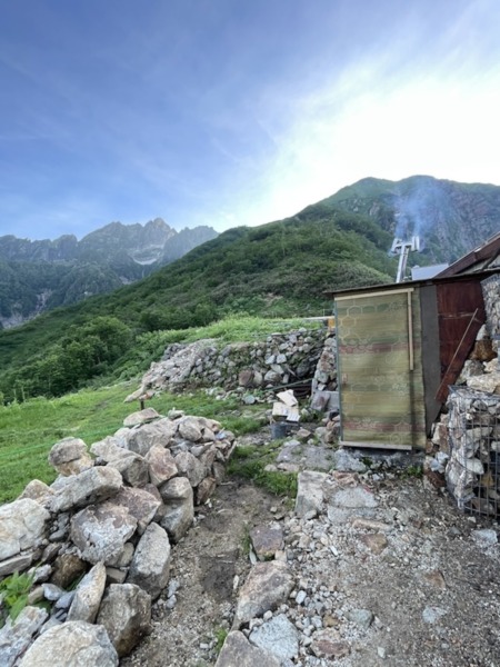 池ノ平小屋で五右衛門風呂